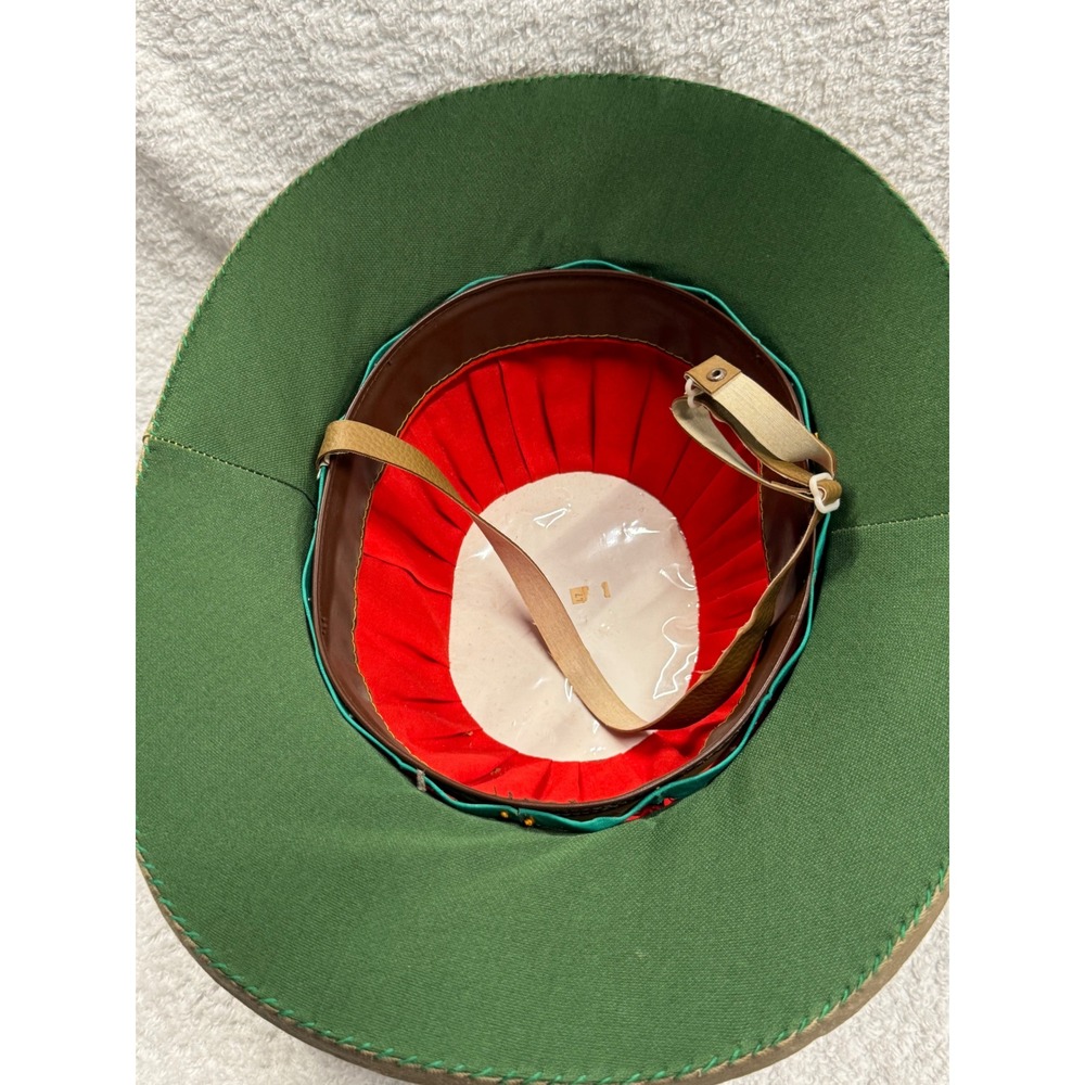 Vintage Khaki Cotton Pith Helmet Safari Explorer Sun Hat Size 7 Tan - Picture 6 of 8